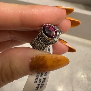 Elegant Silver Ring with color changing garnet Gemstone